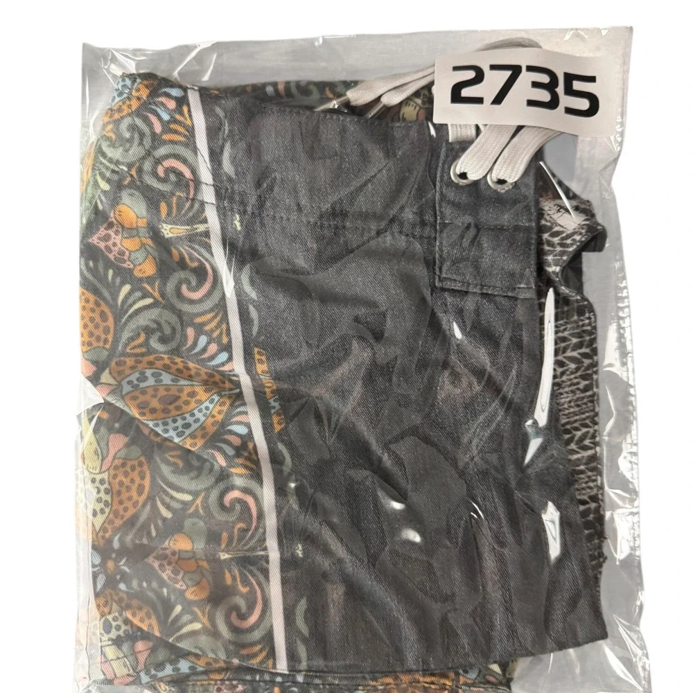 Rhythm Mens Mushroom Paisley Board Shorts‎ Charcoal Gray / Tan Size 34 7